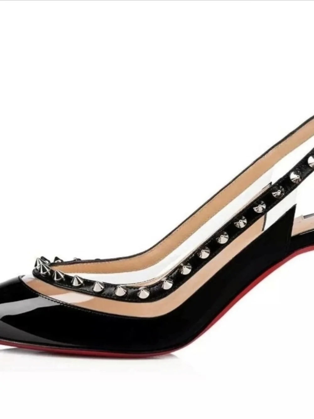 Christian Louboutin Pointed Toy Stud Slingback 70 Size 42 Us 10 AUTHENTIC